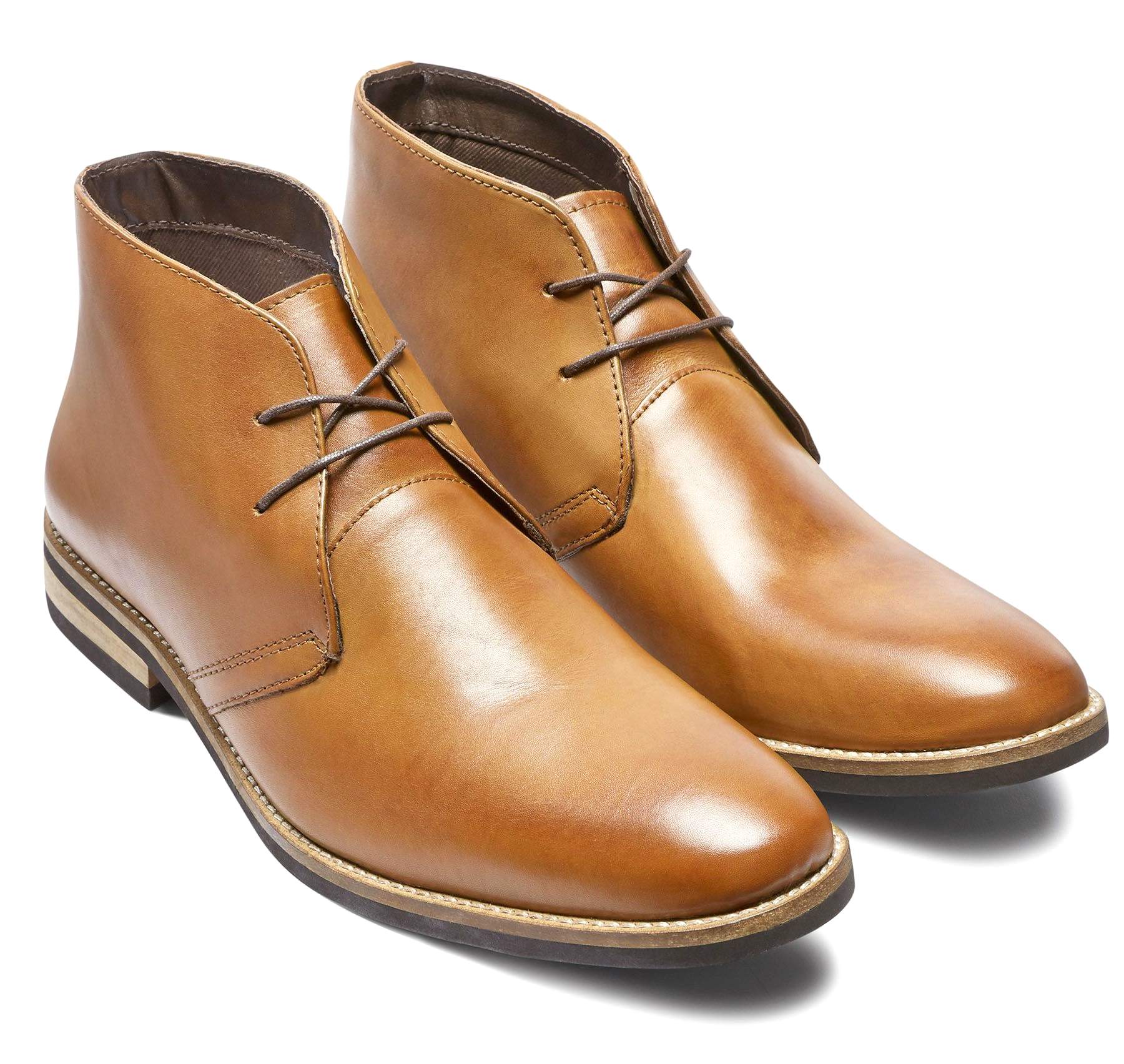 Mens Tan Leather Lace Up Chukka Ankle Boots Size 9 EU 43 5052417452731