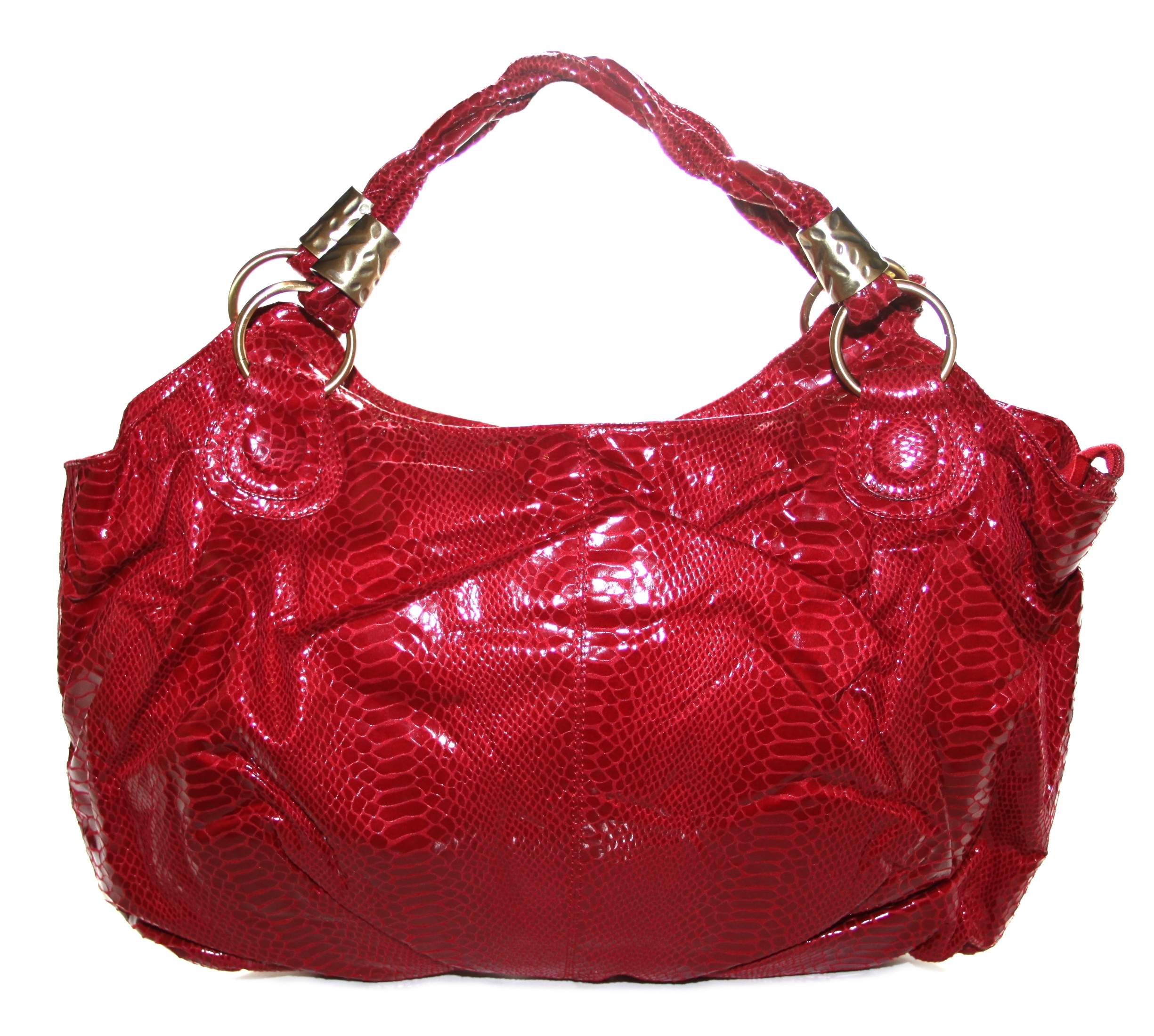 Claudia Canova Womens Large Red Faux Snakeskin Shoulder Bag Handbag | eBay
