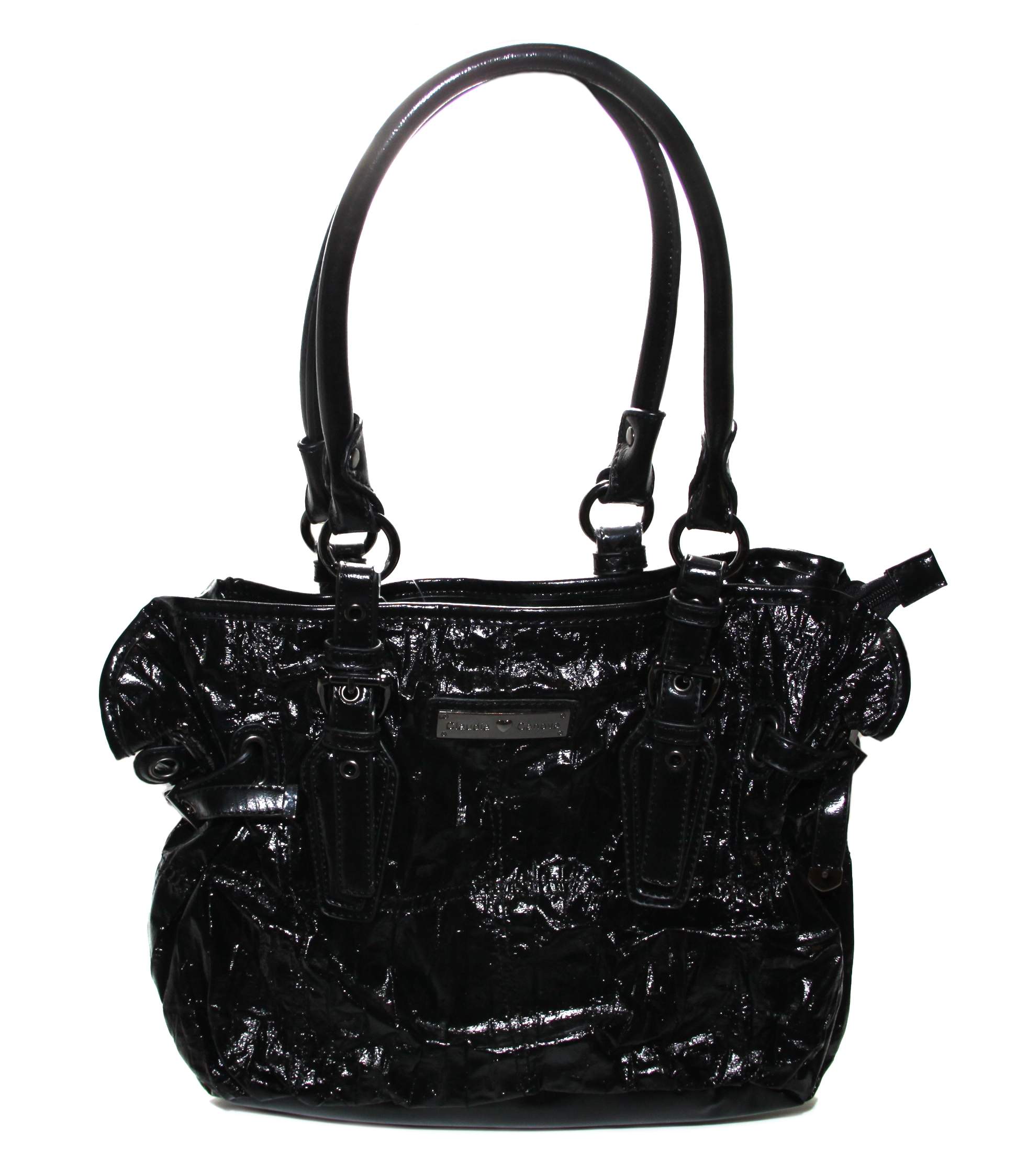 Claudia Canova Womens Black Metallic Crinkled Shoulder Bag Handbag | eBay