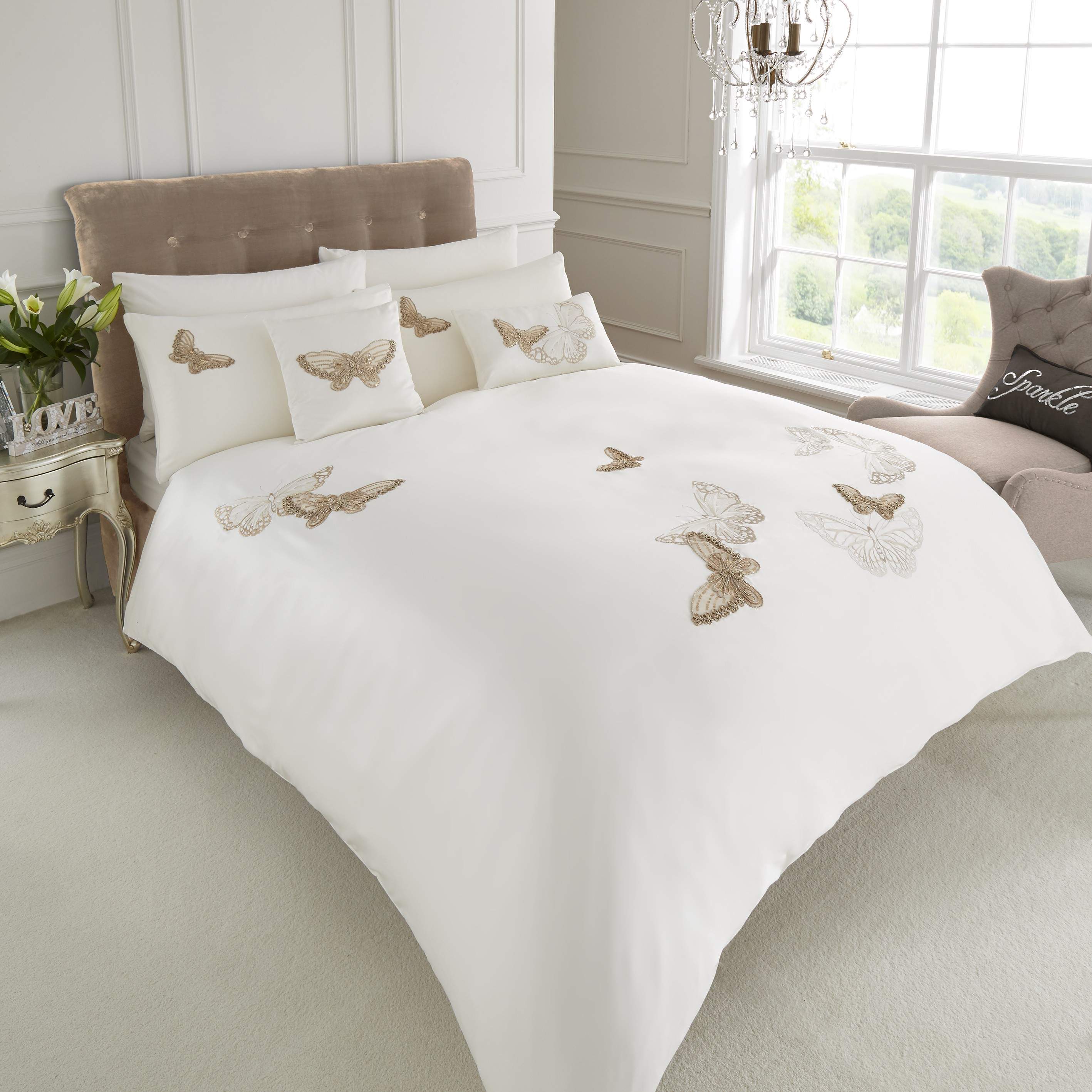 Coloroll Cream Twilight Erfly Supe King Size Duvet Bedding Set King Size Duvet Bedding Set