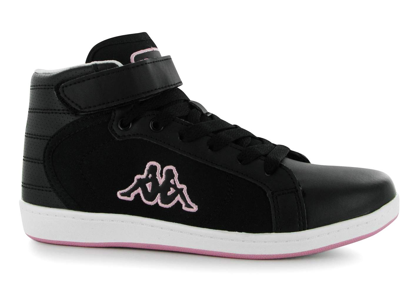Kappa Womens Casual Black Pink Tosto Mid Hi Top Trainers