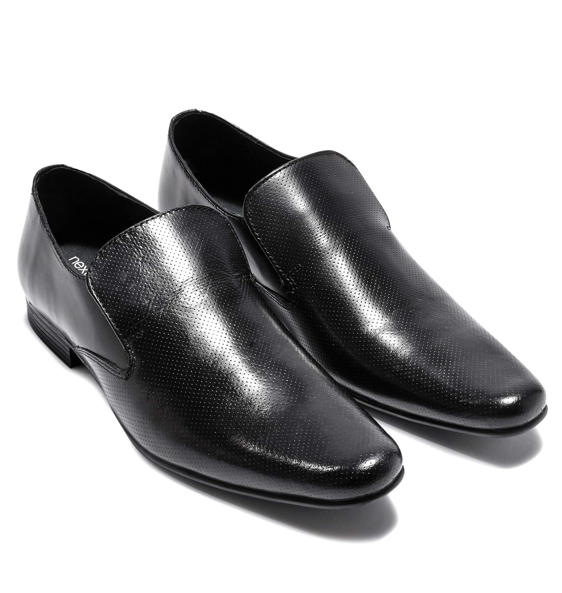 Mens Black Leather Perforated Slip-On Work Shoes UK 8 EU 42 | eBay