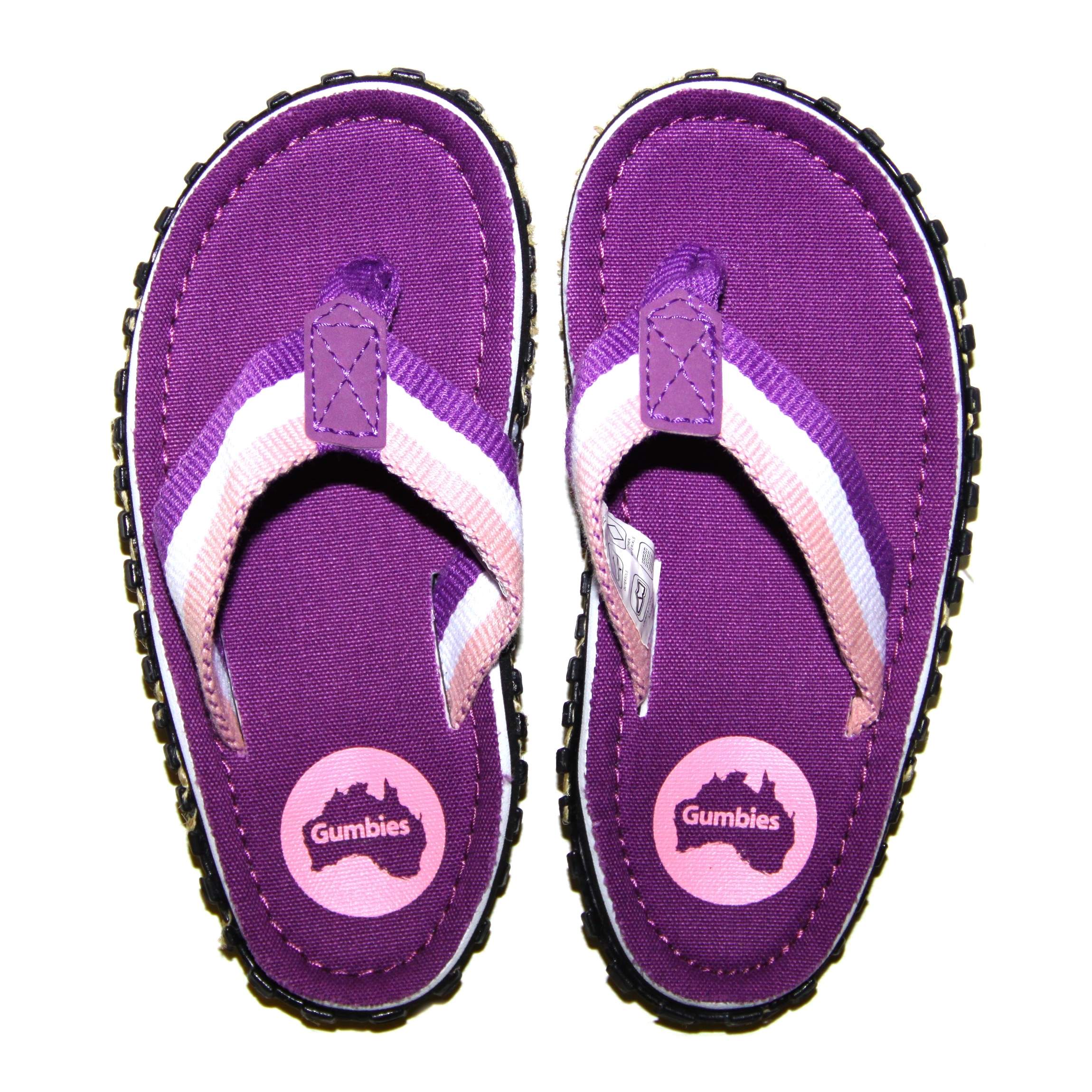 BNWT New Girls Purple Gumbies Islander Flip Flops Sandals Size 1