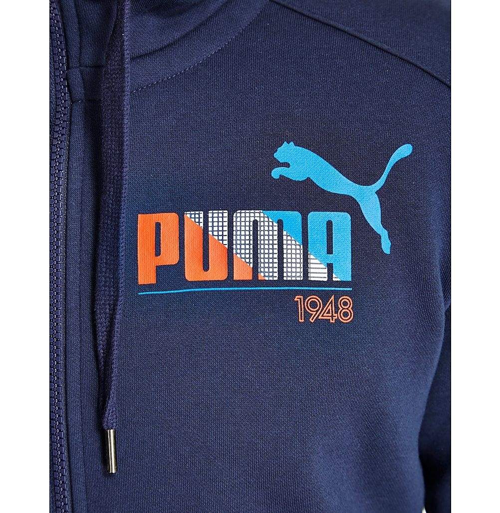 Puma Mens Navy Blue Graphic Full Zip Hoodie Hoody | eBay