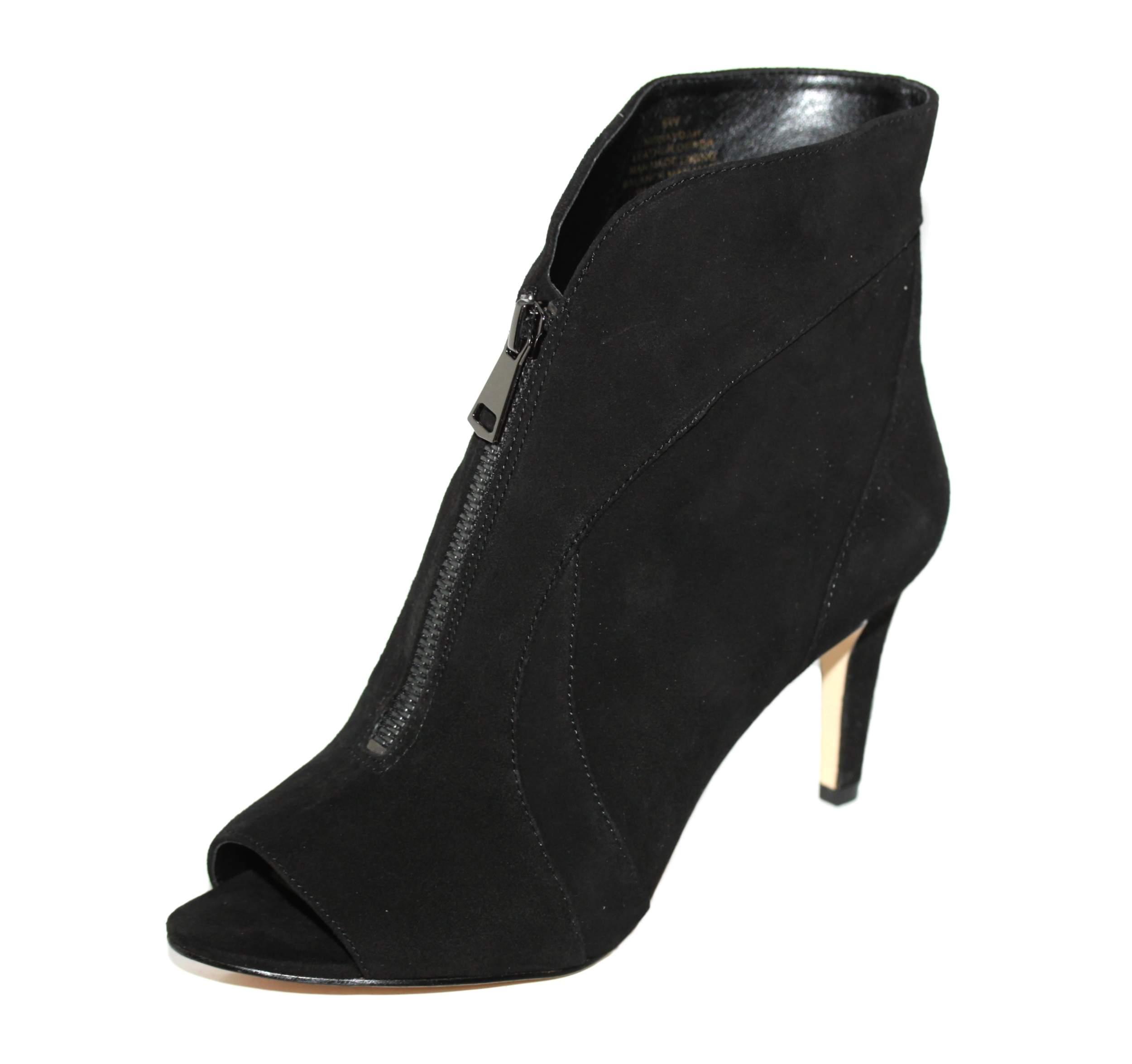 black ankle peep toe boots