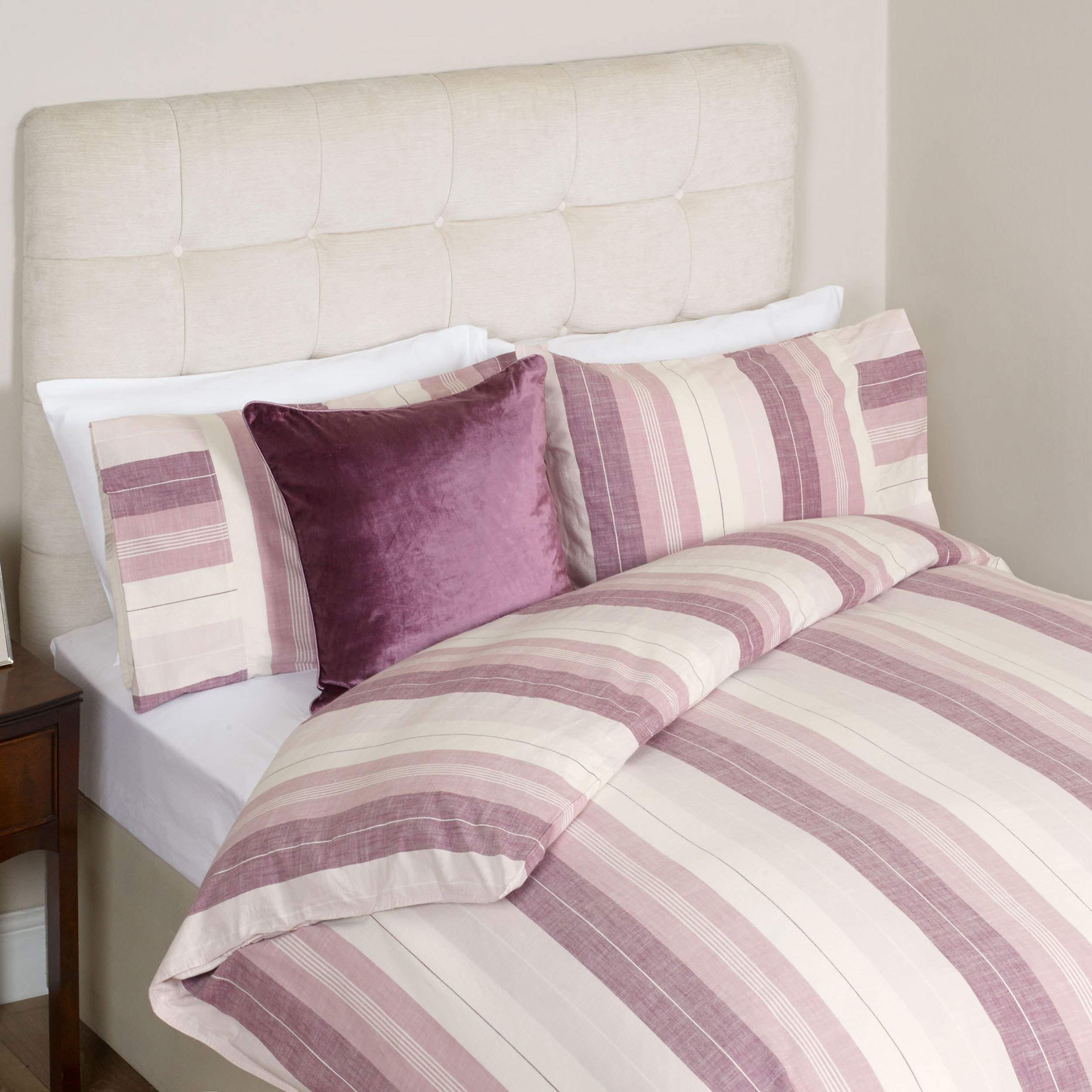 Laura Ashley Purple Sophie Stripe Grape Double Duvet Cover With 2