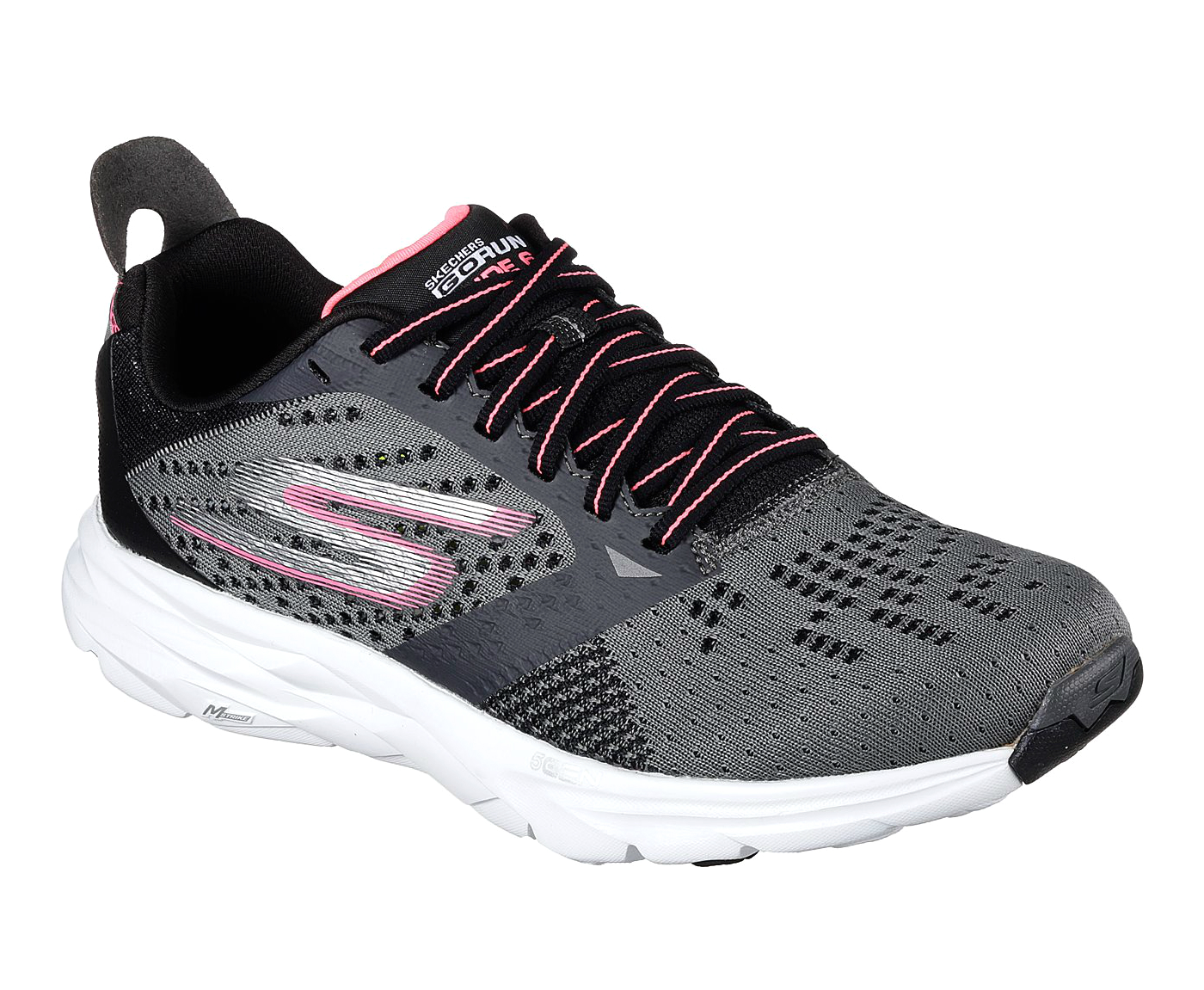 Skechers Womens Charcoal Grey Hot Pink GoRun Ride 6 Running Trainers ...