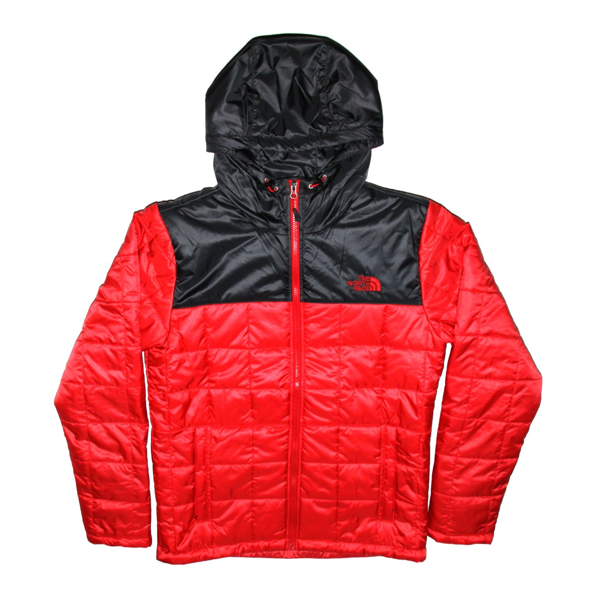 black and red north face coat