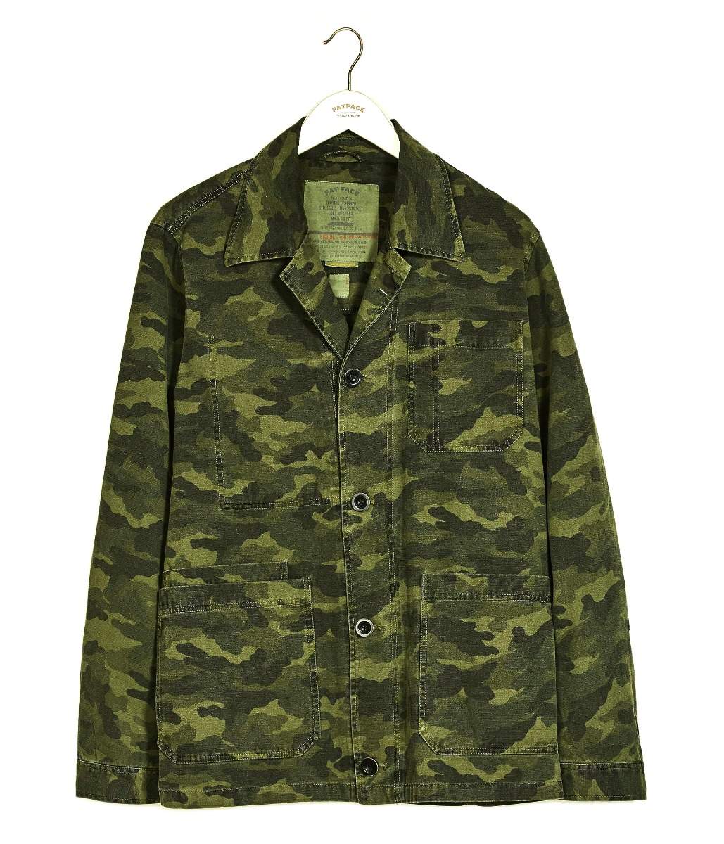 Fatface Mens Khaki Green Camo Camouflage Overshirt Cotton Jacket Size L ...