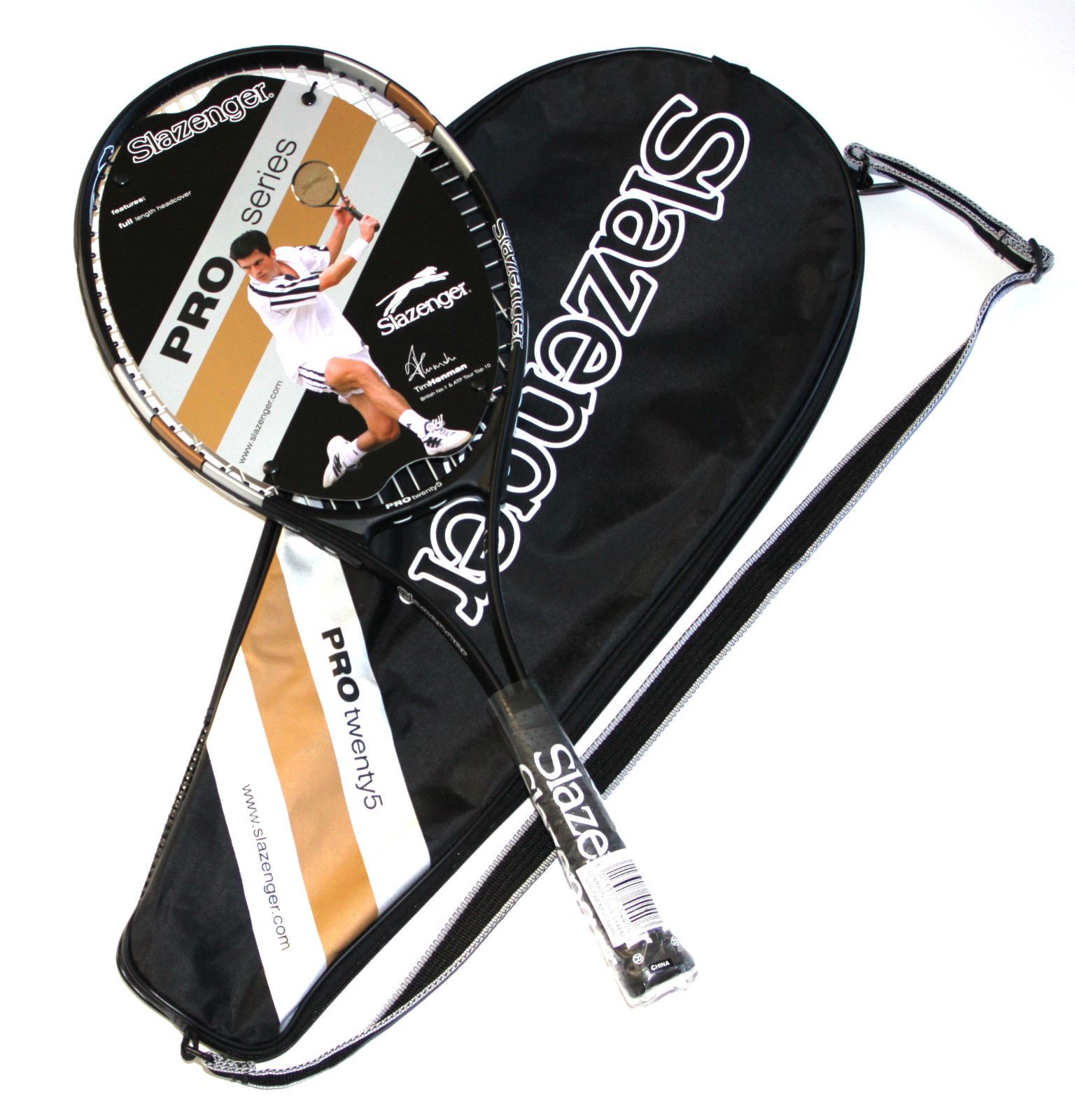 Raqueta De Tenis Slazenger Pro Braided Tim Henman Signature Negro 4 3/8